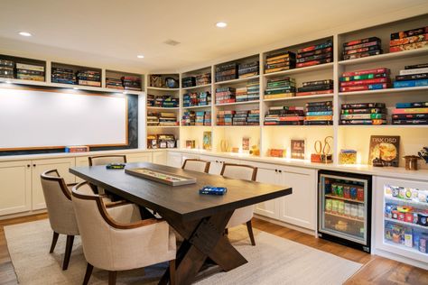 12 Unique and Interesting Ideas To Turn Your Basement into an Ultimate Game Room - Curated Shopping Cart Game Room In Basement Ideas, Warhammer Game Room, Family Gaming Room Ideas, Bonus Room Game Room, Game Basement Ideas, Small Board Game Room, Basement Game Area, Gaming Basement Ideas, Activity Room Ideas For Adults