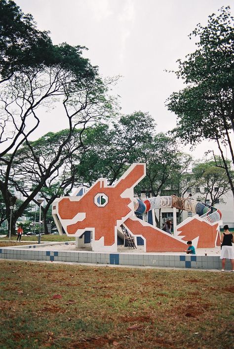 Dragon Playground Singapore Playground, Playground Sketch, Dragon Playground, Watercolor Practice, Toa Payoh, Canon Ae 1, 35mm Photography, Film Photography 35mm, Camping Activities