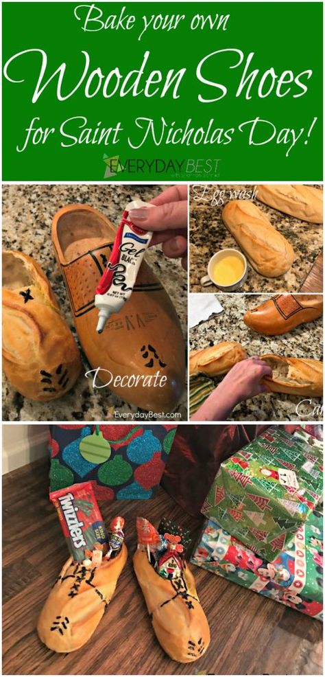 Have you ever seen a family puttting wooden shoes out in December as a Christmas decoration? This old European custom still has a large following all over the world! But many people don’t have wooden shoes to put out, in hopes of St. Nicholas leaving them treats! What to do? Make your own wooden shoes!  Or should I say, BAKE your own wooden shoes? Saint Nicholas Day, German Christmas Traditions, St Nicholas Day, Christmas Shoes, Holidays Around The World, German Christmas, Christmas Classroom, Saint Nicholas, Wooden Shoes