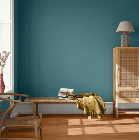 Glidden Paint Colors, 2023 Color Of The Year, Teal Accent Walls, Glidden Paint, Trending Paint Colors, 2023 Color, Flat Interior, Blue Paint Colors, Paint Brands