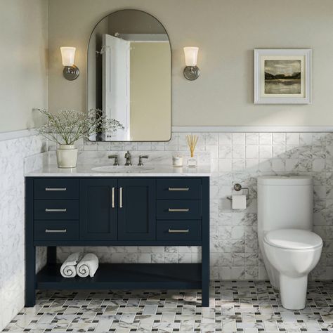 Pereyo 48" Single Bathroom Vanity Base Only Bathroom Vanity Ideas 48 Inch, 48 Inch Vanity Bathroom Ideas, Single Sink Bathroom Vanity Ideas, Bathroom Vanity Ideas, 48" Vanity, Blue Vanity, Bath Renovation, Vanity Ideas, Bathroom Redesign