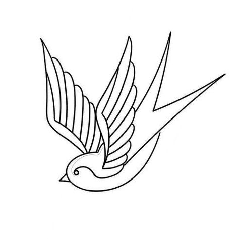 Tattoo Stencils For Beginners, Sparrow Stencil, Swallow Outline, Golondrinas Tattoo, Sparrow Drawing, Swallow Tattoo Design, Swallow Bird Tattoos, Minimalist Tattoo Ideas, Basic Tattoos