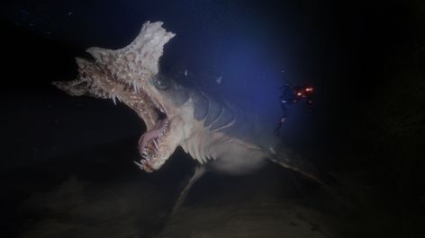 ArtStation - Tylosaurus_X, Sergey Chesnokov Fictional Dinosaurs, Ocean Horror, Horror Videos, Giant Creatures, Creepy Photography, Parallel Art, Mythical Creatures Fantasy, Eldritch Horror, Deep Sea Creatures