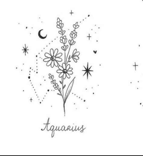 Aquarius Birth Flower, Aquarius Flower, May Birth Flower, Small Girly Tattoos, Rose Tattoos For Women, Aquarius Tattoo, Scorpio Tattoo, Constellation Tattoo, Leo Lion