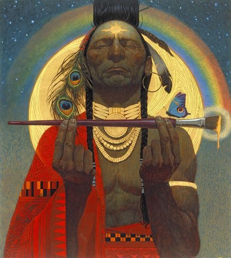 Thomas Blackshear | African-American Visionary painter Thomas Blackshear, Native American Paintings, Indian Paintbrush, Native American Artwork, Art And Illustration, Indigenous Art, Beautiful Ladies, Native Art, Western Art