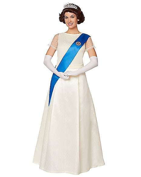 Adult English Queen Costume - Spirithalloween.com Diy Royalty Costume, The Queen Costume, Royal Queen Costume, Queen Elizabeth Costume Diy, Queen Elizabeth Halloween Costume, Queen Costumes For Women, Queen Of England Costume, Queen Elizabeth Costume, Elizabeth Costume