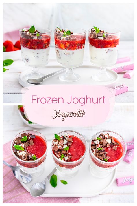 Ein fruchtiger Frischekick! #fruchtigesdessert #erdbeertraum #geburtstagsideen #buffetideen #sommerrezepte #joghurttraum #icecream #summer #erfrischung #Eis #yogurette #frozenjoghurt