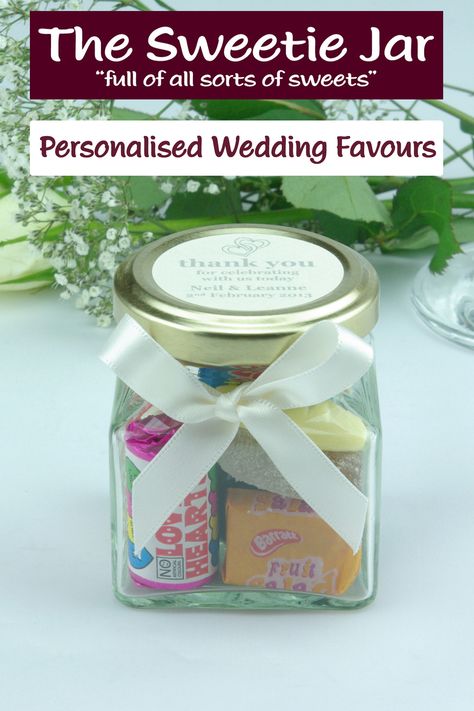 A lovely range of contemporary Wedding Favours – mini glass sweet jars, sweet tins, sweet cubes and favour boxes. All our Wedding Favours come with different sweet fillings, personalised message tags or labels and are hand-finished with a ribbon colour of your choice. Your wedding favours will be different & simply unforgettable. Simple Wedding Dress Country, Kids Wedding Favors, Personalised Wedding Favours, Wedding Favour Jars, Wedding Favours Luxury, Wedding Favours Thank You, Indian Wedding Favors, Favour Jars, Favours Wedding