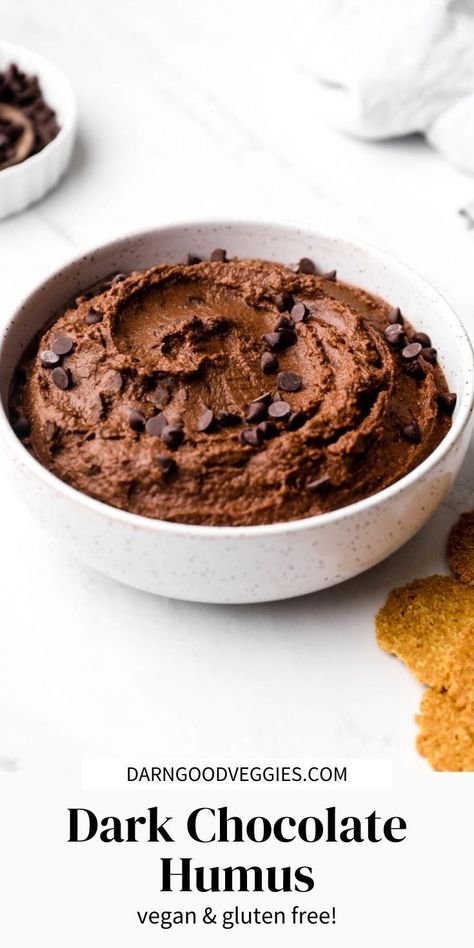 Dark Chocolate Hummus, Brownie Batter Hummus, Healthy Chocolate Treats, Chocolate Hummus, Healthy Dark Chocolate, Creamy Hummus, Dessert Hummus, Vegan And Gluten Free, Brownie Batter