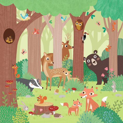 Forest Animals Illustration, Animal Illustration Kids, Woodland Illustration, Forest Drawing, Kids Cartoon Characters, Deer Photos, 강아지 �그림, Forest Illustration, Up Book