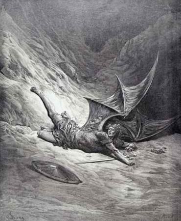 The Devil (religion) - Villains Wiki - Wikia Albert Robida, Milton Paradise Lost, The Fallen Angel, Paradise Lost, Gustave Dore, Dante Alighieri, Occult Art, Biblical Art, Wood Engraving