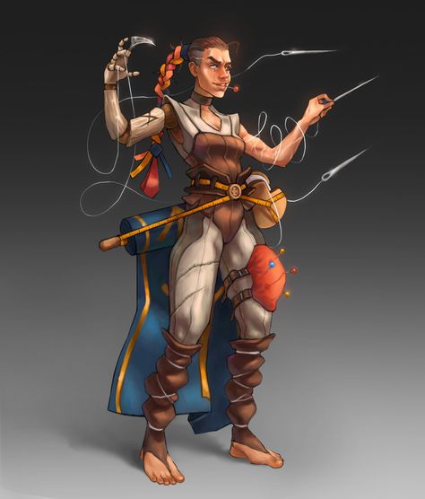 ArtStation - The Tailor Witch Dnd Seamstress, Dnd Tailor, Tailor Character Design, Arcane Trickster, Character Turnaround, Pathfinder Character, Fantasy Heroes, Fantasy Collection, Tear Off