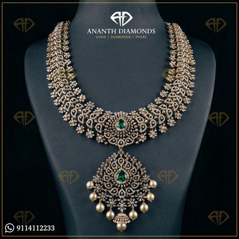 Diamond Haram Indian Weddings, Diamond Haram Indian, Diamond Haaram, Diamond Vaddanam, Diamond Haram, Uncut Diamond Necklace, Wedding Jewellery Designs, Indian Diamond Jewellery, Bridal Anklet