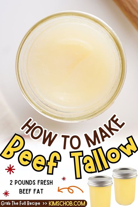 Discover how to make homemade beef tallow with this simple recipe. Learn about the history, health benefits, and versatile cooking uses of beef tallow. Perfect for those interested in traditional cooking and healthy fats! Beef Fat Into Tallow, How To Make Beef Tallow For Cooking, Beef Tallow Balm, Homemade Beef Tallow, Rendering Beef Fat For Tallow, Making Beef Tallow, Cooking With Tallow, Cooking With Beef Tallow, How To Make Beef Tallow