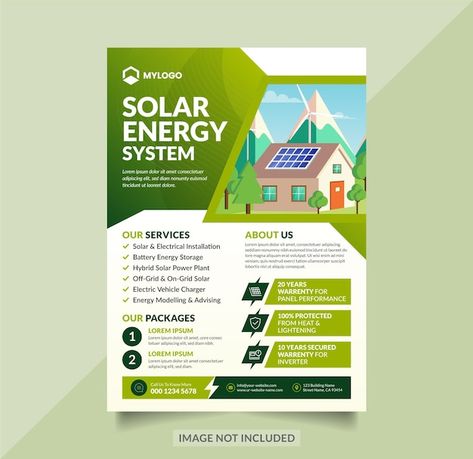 Company Flyer Design, Company Flyer, Graphic Design Inspiration Poster, Price List Design, Inspiration Poster, Solar Companies, Leaflet Design, Solar Panel, Solar Energy