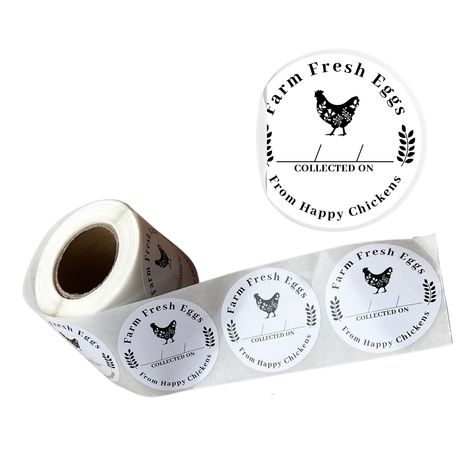 PRICES MAY VARY. 350 PC ROLL 2" round stickers. Stickers to mark the date your farm fresh eggs were laid. White with a black chicken design. WHAT YOU'RE BUYING:  This listing product includes physical printed stickers: size is 2" inch circles. This sticker is printed with the months and dates and a black chicken design on them.   WHO ARE THESE FOR?  These stickers are ideal for farmers who handle/sell farm fresh eggs. By purchasing these stickers you can label when the eggs were laid. This will Selling Eggs, Cottage Food, Black Chicken, Egg Packaging, Chicken Design, Black Chickens, Happy Farm, Farm Eggs, Printed Stickers