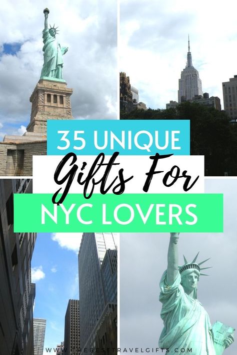 35 Unique gifts for NYC lovers with three images from New York New York Theme Gift, New York Souvenirs, New York Theme, American Gifts, Themed Gift Baskets, The Big Apple, Themed Gifts, City That Never Sleeps, New York Style