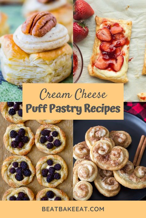 Puff Pastry Recipes Cream Cheese, Cream Cheese Puff Pastry Recipes, Farm Meals, Puff Pastry Breakfast, Baking Hack, Puff Pastry Dessert, Pastry Breakfast, Cream Cheese Puffs, Easy Puff Pastry Recipe