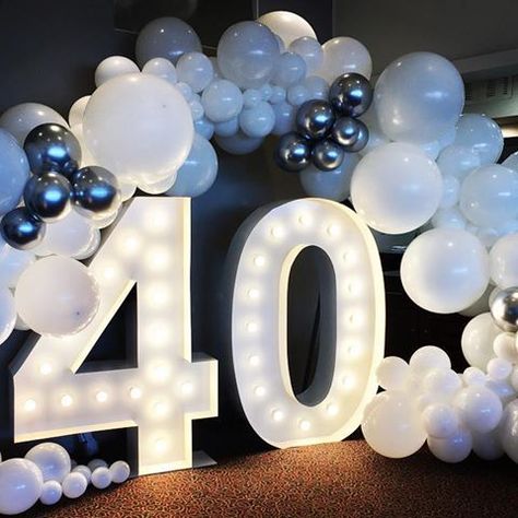 Forty and fabulous!!  Turning 40 in spectacular style!!  ✨✨  ✨spreading joy with balloons ✨  ✨  Balloons @quirkyballoons  Light Up numbers @limelightletters   Venue @carmensonthepark ✨✨  #thesechromeballoons #turning40 #whiteandsilverballoons #organicballoons #whiteballoons #sydneyballoonstylist 40 Th Birthday, 40th Party Decorations, 40th Birthday Themes, 40th Bday Ideas, Birthday 30, 40th Birthday Party Decorations, Turning 40, 40th Birthday Decorations, Birthday Shoot