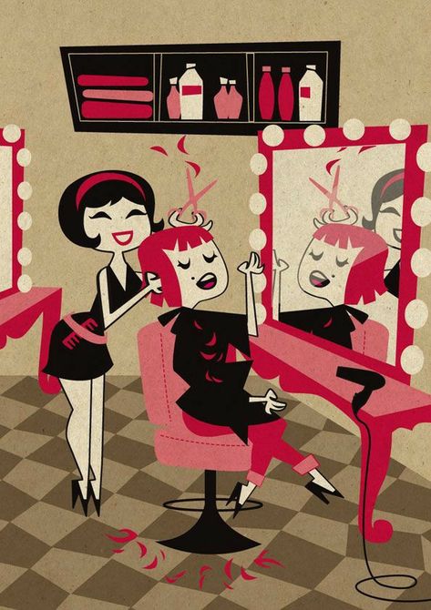 Hair Salon Illustration, Hair Jokes, Hair Salon Art, Salon Life, 1960s Hair, Salon Quotes, Salon Art, Hair Done, Hair Raising