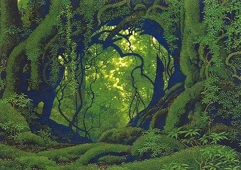 Diane Doniol-Valcroze on Twitter: "Japanese painter Hirō Isono (1945-2013)… " Secret Of Mana, Alchemy Art, Medieval Aesthetic, Green Forest, Japanese Painting, Visual Development, Art Collage Wall, Visual Representation, Game Artwork