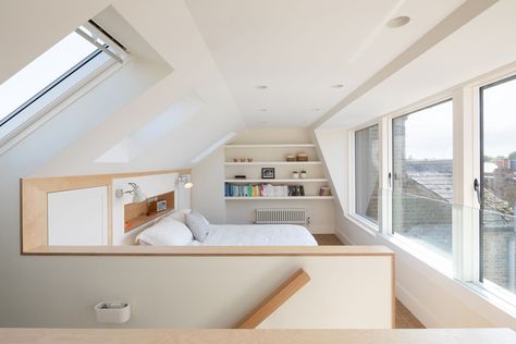 Modern Loft Conversion, Terrace House Loft Conversion, Loft Bedroom Lighting, Loft Conversion Two Bedrooms, Loft Conversion With Dormer, Dorma Loft Conversion, House With Loft Bedroom, Dormer Interior, Small Terraced House Interior