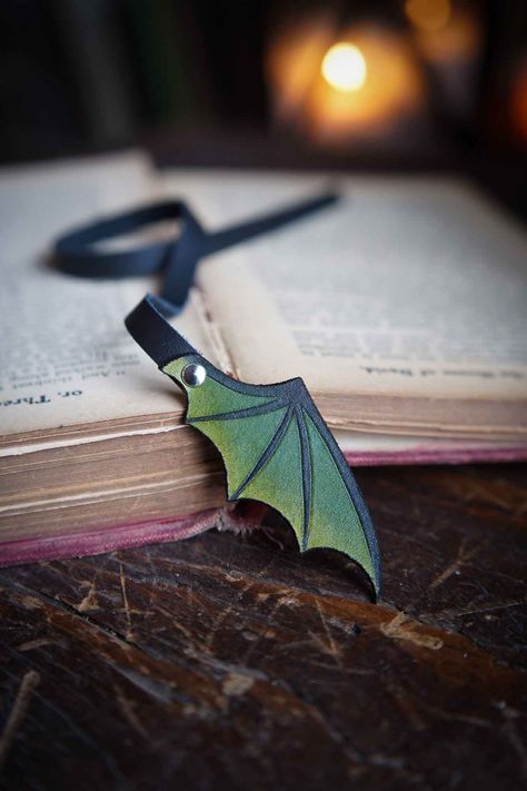 Leather Dragon, Dragon Wing, Dragon Bookmark, Leather Bookmarks, Leather Scrap, Small Leather Bag, Leather Diy Crafts, Leather Bookmark, Dragon Wings