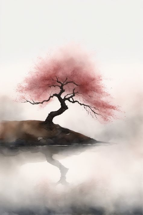 Build your own art collection! Use the code MOREART during checkout for 40% off when you buy 2 or more items! This is one piece in the Japandi Cherry Tree Watercolor Digital Art Series created by Morris Digital Designs. This picture features a Cherry Tree overlooking a lake, brought to life in a watercolor painting. This piece is available as a downloadable wall art print. Your order will be for a digital item only. This picture is saved as a portrait with a 2x3 aspect ratio, 400 dpi, and is pri Japanese Style Watercolor, Tree Of Life Art Painting, Cherry Tree Watercolor, Japanese Watercolor Art, Japanese Art Painting, Watercolor Digital Art, Japanese Paintings, Cherry Blossom Watercolor, Tree Watercolor Painting