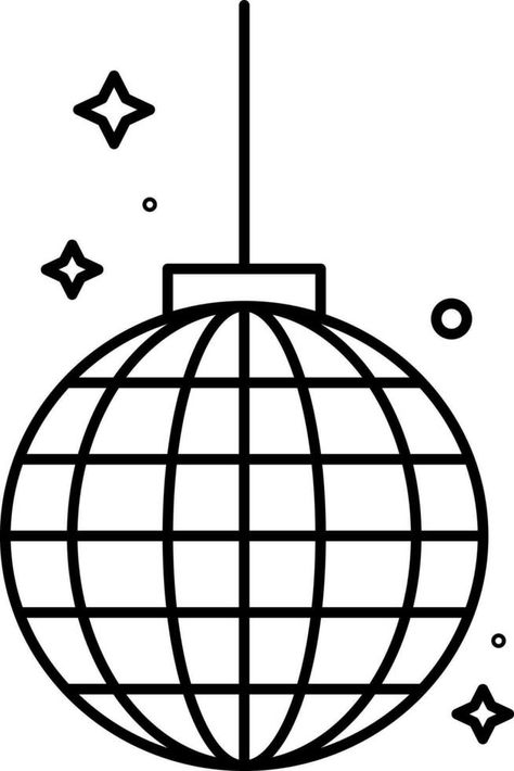 Illuminate Disco Ball Hang Outline Icon. Black And White Disco Ball Drawing, Disco Ball Outline, Disco Silhouette, Disco Clipart, Disco Ball Vector, Disco Ball Transparent Background, Vector Texture, Icon Icon, Disco Ball