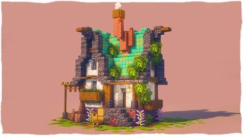 Best Natural 20+ Overgrown Minecraft House Ideas & Tutorial - TBM | TheBestMods Minecraft Elf House Ideas, Minecraft Emerald Build, Minecraft L Shaped House, Minecraft Castle Tutorial How To Build, Minecraft Elf Build, Fantasy Houses Minecraft, Elf House Minecraft, Elf Minecraft Builds, Minecraft Fantasy Starter House