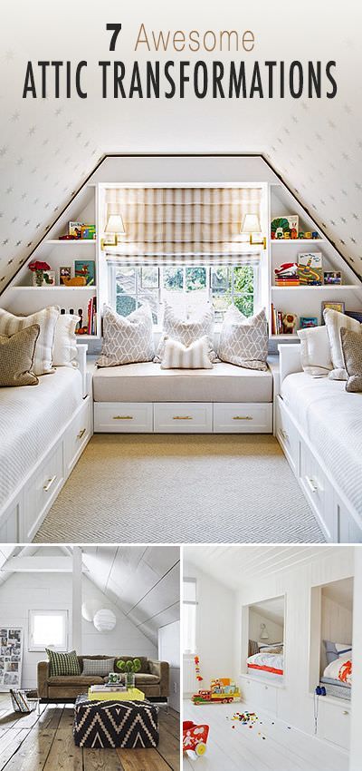 7 Awesome Attic Transformations | OhMeOhMy Blog Attic Conversion, Attic Space, Apartment Floor Plans, Attic Bedrooms, Attic Storage, Attic Renovation, Attic Spaces, Attic Remodel, Diy Casa