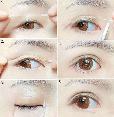 How to Create Bigger Eyes with Double Eyelid Trick How To Make Double Eyelid, Diy Eyelid Tape Hooded Eyes, Double Eyelid Tape Tutorial, Eyelid Tape Hooded Eyes, Asian Features, Mono Eyelid, Senior Makeup, Eyelid Stickers, Monolid Eye Makeup