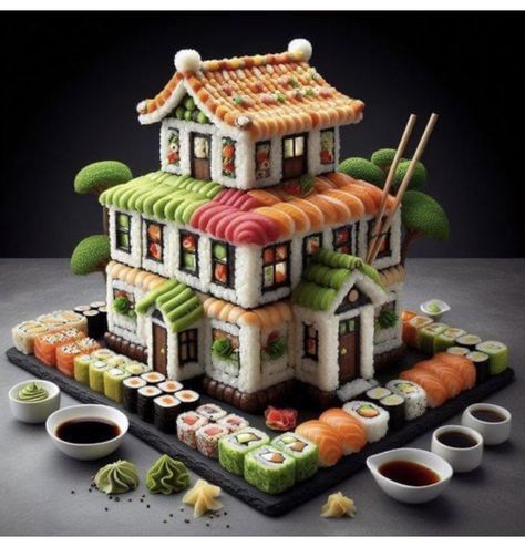 Sweet Sushi, Japanese Food Sushi, Sushi Cake, Decorações Com Comidas, Food Art For Kids, Food Sculpture, Amazing Food Decoration, Pasta Fatta In Casa, Sushi Art