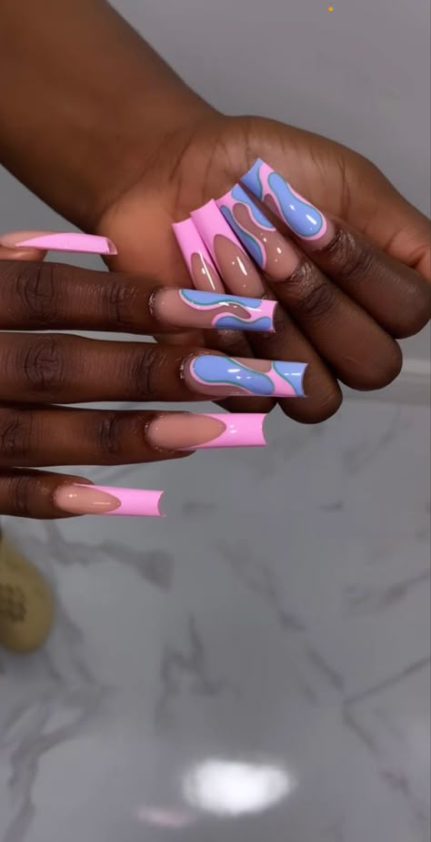 Nail Ideas Acrylic Colorful, 2 Different Color Nails On Both Hands, Dope Nail Designs Almond Short, Bright Coloured Nails, One Colored Nails, Long Acrylic Nails Designs Ideas Baddie, Dope Nail Designs Mid Length, Rap Nails, Dope Nail Designs Summer