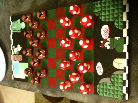 Mario checkers board. Painted wood with clay sculpted pieces! Ceramic Checkers Board, Ceramic Board Games, Clay Game Pieces, Clay Checkers, Clay Chess Board, Clay Board Game, Clay Checkerboard, Clay Games, Chess Ideas