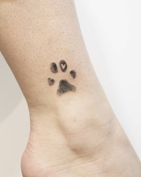 Small Dog Silhouette Tattoo, Pawprint Tattoo Cat, Nala Tattoo, Paw Print Tattoo Dog, Cat Paw Tattoos, Pawprint Tattoo, Paw Tattoo, Badass Tattoos, Discreet Tattoos