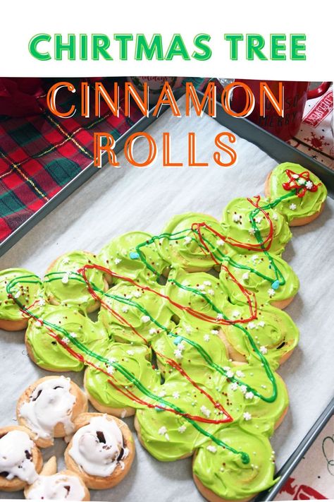 Christmas tree cinnamon rolls are cinnamon rolls arranged in a pull-apart Christmas tree design and decorated with holiday-themed frosting and sprinkles. Check out how to make them from scratch. Christmas Tree Homemade, Edible Christmas Tree, Cinnamon Rolls Christmas, Mango Ice Cream Recipe, Digital Food Scale, Salted Caramel Ice Cream, Eggless Desserts, Homemade Cinnamon Rolls, Ice Cream At Home