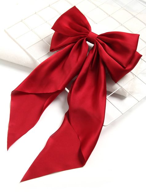 Burgundy    Polyester Plain French Clip Embellished   Women Accessories Deep Red Hair, Easy Trendy Hairstyles, Black Hair With Highlights, Bow Hairstyle, Ribbon Hairstyle, Bow Decor, Handmade Hair Accessories, Fabric Bows, Diy Hair Accessories