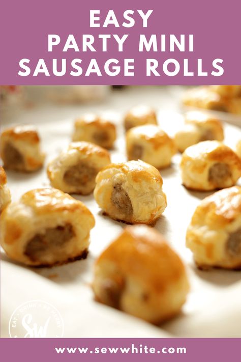 Elevate your next party, event or midweek craving with the ultimate crowd-pleaser and this mini sausage rolls recipe! Create a stunning canape that will leave your guests craving for more. Easy to whip up with only 3 ingredients. Freeze for later, cook from frozen or bake straight away. Mini Sausage Rolls, Sage And Onion Stuffing, Puff Pastry Recipe, Sausage Rolls Recipe, Afternoon Tea Party, Pastry Recipe, Puff Pastry Dough, Meat Appetizers, Easy Parties