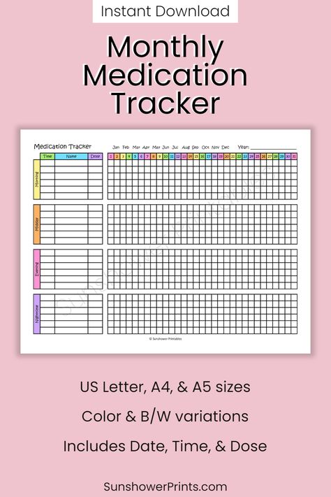 Medication Tracker Printable Planner - Prescription Checklist, Health & Recovery Record, Illness Symptom Management, Digital Download PDF Medication Checklist, Symptom Tracker Printable, Medication Tracker Printable, Medication Log, Medical Binder, Medication List, Symptom Tracker, Bullet Journal Ideas Templates, Medication Tracker