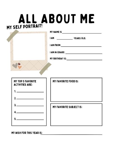 All About Me Fill In The Blank, Cute All About Me Template, Introduce Yourself Template Aesthetic, All Abt Me Sheets, All About Me Instagram Template, Fun Facts About Me Ideas For School, Get To Know Me Template About Me, Get To Know Me Sheet, Slam Book Ideas Design