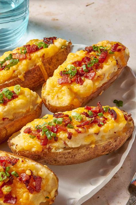 For Better Baked Potatoes, Cook Them Twice Twice Baked Potatoes Recipe, Bake Potato, Perfect Potatoes, Easy Vegetables, Cooked Potatoes, Chicken Burgers Recipe, Baked Potato Recipes, Twice Baked, Twice Baked Potatoes