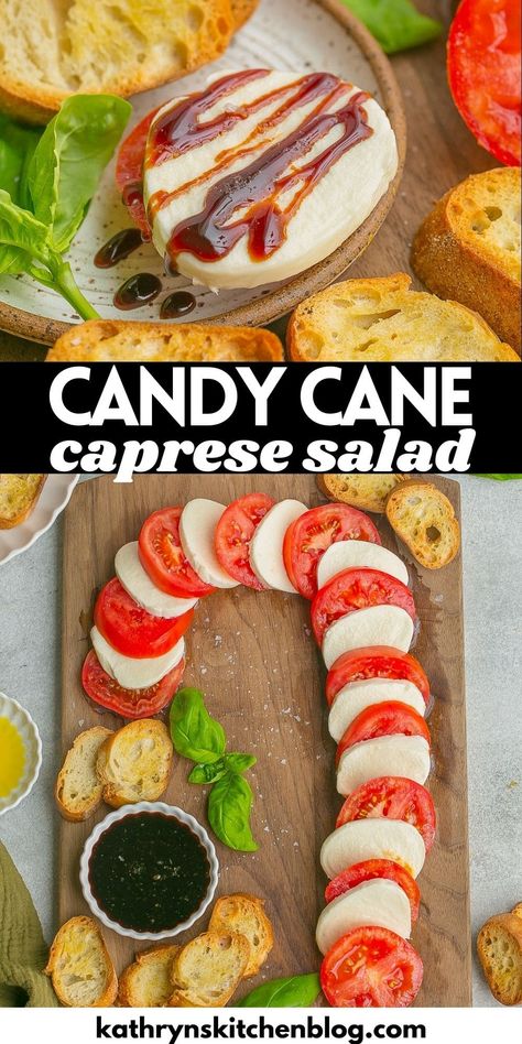 Christmas Candy Cane Caprese (Easy Holiday Appetizer) Caprese Candy Cane, Favorite Christmas Recipes, Holiday Appetizers Easy, Holiday Appetizers Recipes, Christmas Recipes Appetizers, Holiday Appetizer, Star Food, Holiday Appetizers, Christmas Candy Cane