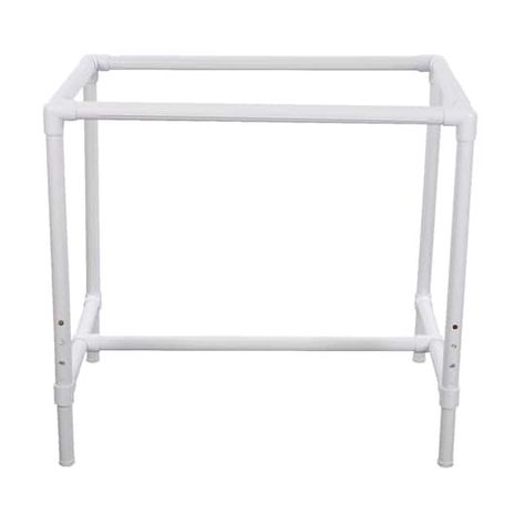 "Buy the Dritz® 35'' White Adjustable Quilter's Floor Frame at Michaels. com. Lightweight, portable, and easy to assemble and store. The Dritz Quilt Frame is lightweight, portable, and easy to assemble and store. It has four adjustable legs and tilts to four comfortable angles with adjustable height. This package contains a floor frame, plastic clamps for safely adjusting fabric tension, and instructions. Details: White 12'' x 4.5'' x 36.5'' Adjustable from 29'' to 35'' Tiles to 4 angles PVC con Sewing Craft Table, Quilt Frame, Quilting Frames, Pvc Flooring, Sewing Workshop, Needlework Embroidery, Floor Framing, Table Frame, Frame Stand