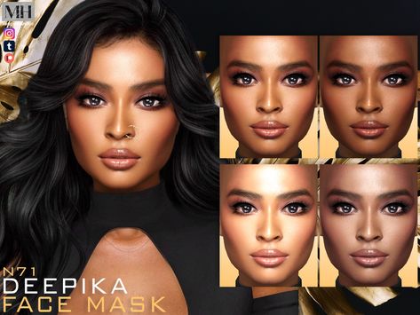 Sims 4 Face Mask Cc, Sims 4 Cc Face Mask, Deepika Face, Sims 4 Face Mask, Skin Overlay, Cc Skin, Sims 4 Cc Hair, The Sims 4 Skin, Cc Hair