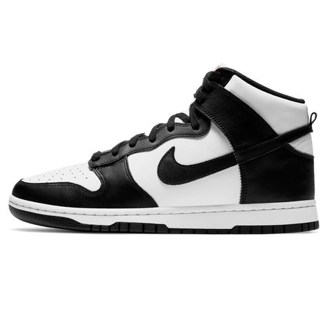 Nike Dunk High Black White, High Top Dunks, Nike Dunk High Panda, Basket Nike, Nike Swoosh Logo, Baskets Nike, Fashion Goals, Dunks Nike, Black Converse