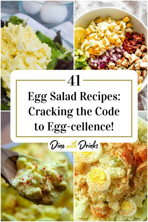 Collage of 4 egg salad recipes. Egg Salad Sliders, Egg Salad Bagel, Perfect Egg Salad, Scrambled Egg Salad, Fancy Egg Salad Sandwich, Crispy Egg Salad, Egg Salad Variations, Fancy Egg Salad, Unique Egg Salad Recipe