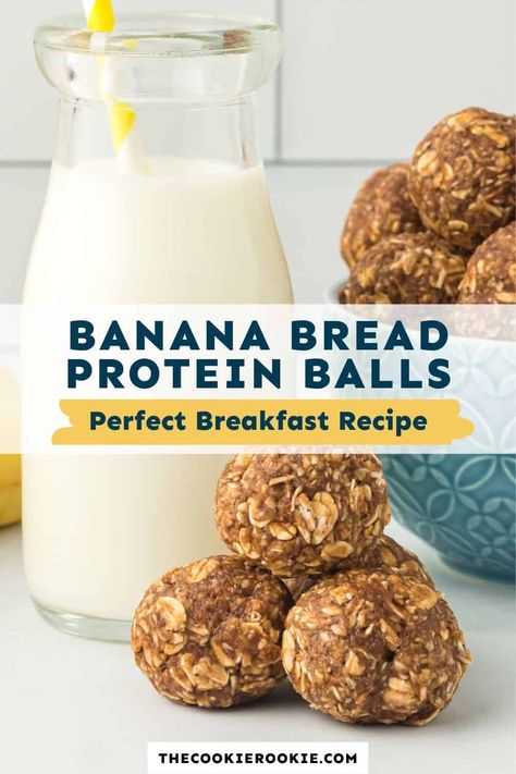 Banana Bread Protein Balls have the same warm and comforting flavors of banana bread. Made with protein powder, each bite is an energy boost! Chocolate Banana Protein Balls, Vanilla Protein Powder Balls, Protein Balls Vanilla Protein Powder, Protein Powder Energy Balls, Recipes With Vanilla Protein Powder, Protein Powder Balls, Banana Energy Balls, Protein Balls With Protein Powder, High Protein Balls