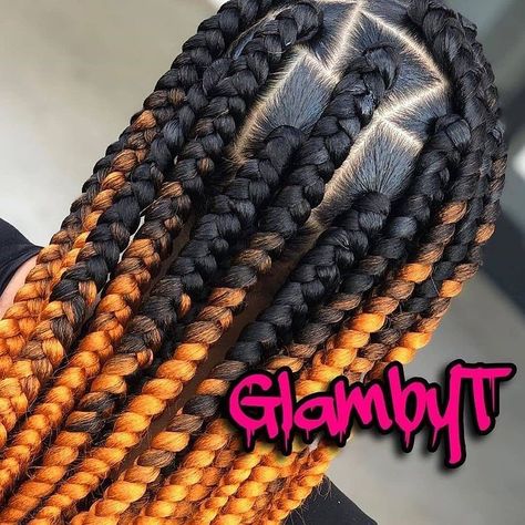 black_hair_court on Instagram: “Beautiful @_glambyt Follow @braidscourt Follow other page @bhcorganics for beauty products Follow @styleswith_beauty for fashion…” Box Braid Hairstyles, Orange Highlights, Jumbo Box Braids, Box Braid, Jumbo Braids, Big Chop, African American Hairstyles, Dark Skin Makeup, Braid Hairstyles