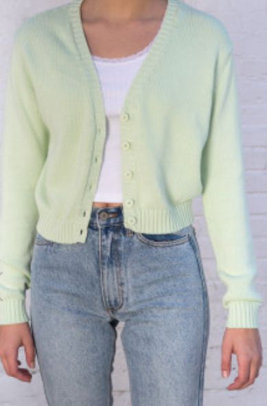 Cardigan Brandy Melville, Light Green Cardigan, Olive Green Pants, Olive Green Sweater, Mint Tea, Green Cardigan, Dresses 2020, Indie Outfits, Light Blue Sweater